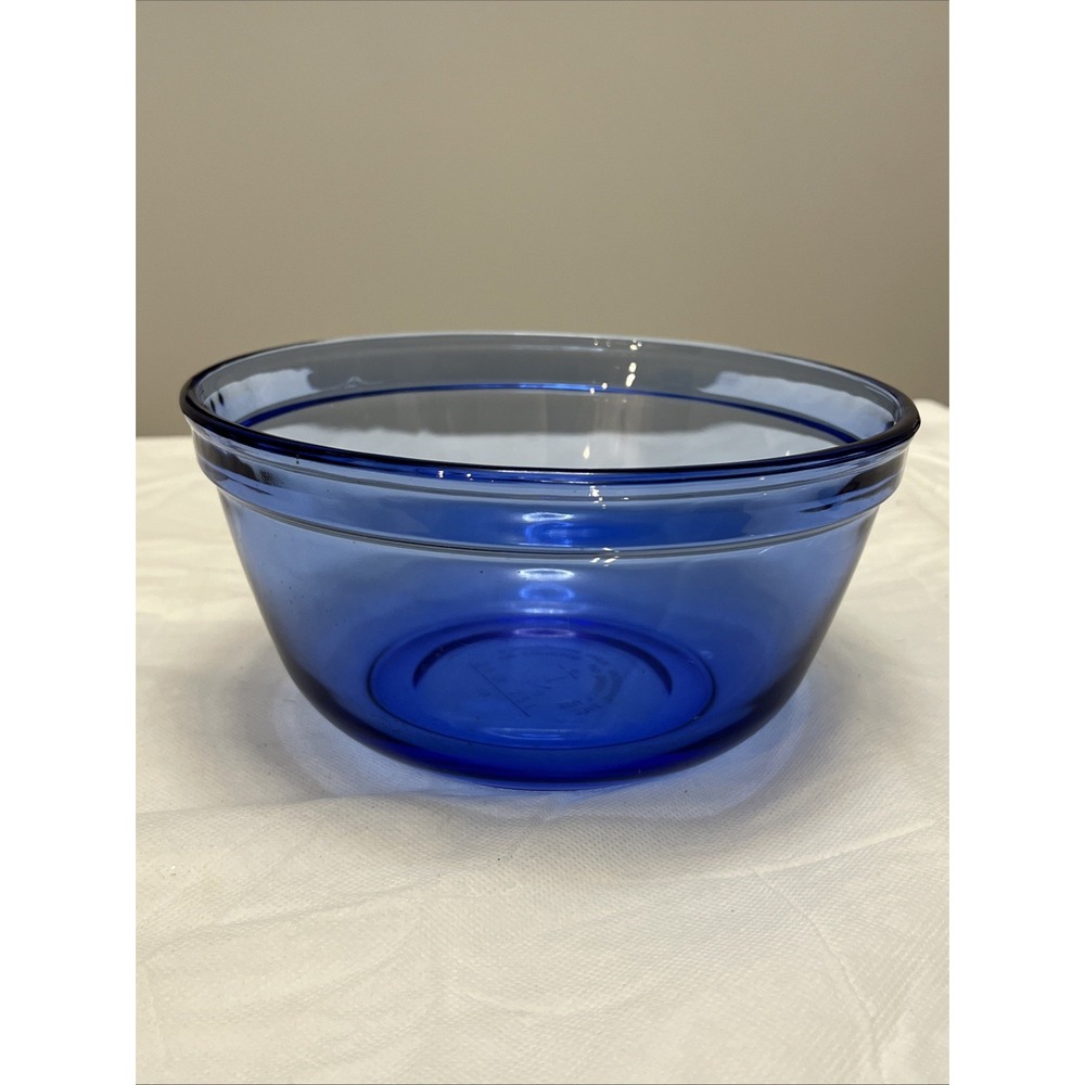 Vintage Anchor Hocking Ovenware Cobalt Blue Glass Mixing Bowl - 2.5qt USA